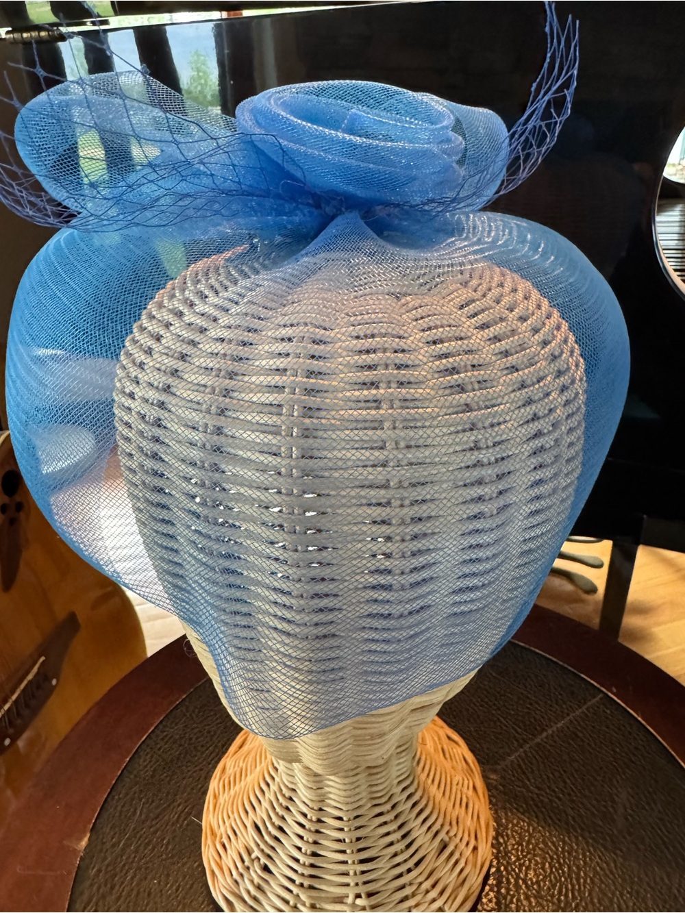 Royal Blue Fascinator Hat with Rose Detail